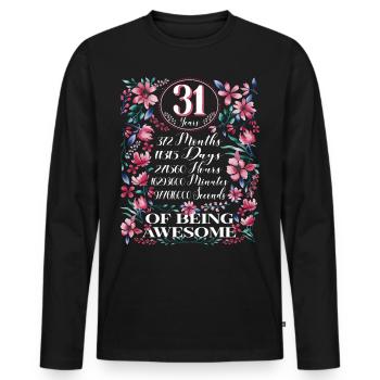 31 Years, Months Floral Women's 31st Birthday - Men's Premium Organic Long Sleeve Shirt - black - Front - Nico (187cm)