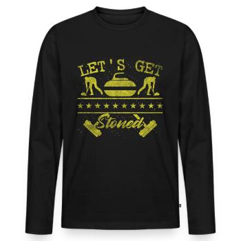 Coole Curling Plakette Lets get stoned für Curler - Männer Premium Bio Langarmshirt - Schwarz - Vorne - Nico (187cm)
