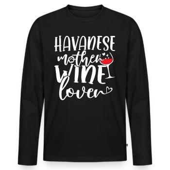 Amateur de vin Havanese Mère - T-shirt manches longues Premium bio Homme - noir - Devant - Nico (187cm)