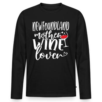 Amateur de vin NEWFOUNDLAND Mère - T-shirt manches longues Premium bio Homme - noir - Devant - Nico (187cm)