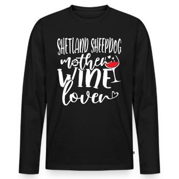 Amateur de vin SHETLAND SHEEPDOG Mère - T-shirt manches longues Premium bio Homme - noir - Devant - Nico (187cm)