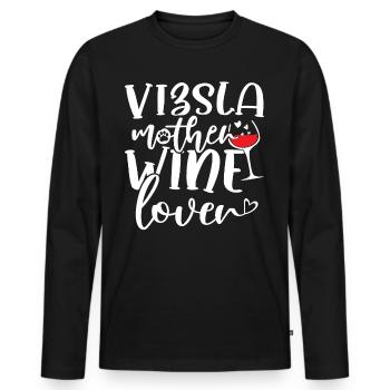 Amateur de vin VIZSLA Mère - T-shirt manches longues Premium bio Homme - noir - Devant - Nico (187cm)