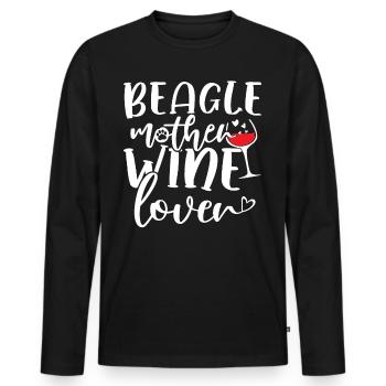 Wine Lover BEAGLE Mother - Männer Premium Bio Langarmshirt - Schwarz - Vorne - Nico (187cm)