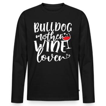 Amateur de vin BULLDOG Mère - T-shirt manches longues Premium bio Homme - noir - Devant - Nico (187cm)
