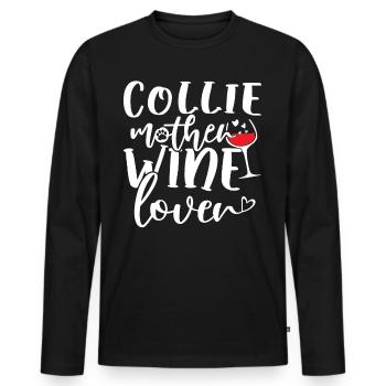 Amateur de vin COLLIE Mère - T-shirt manches longues Premium bio Homme - noir - Devant - Nico (187cm)