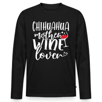 Amateur de vin CHIHUAHUA Mère - T-shirt manches longues Premium bio Homme - noir - Devant - Nico (187cm)