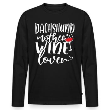 Amateur de vin DACHSHUND Mère - T-shirt manches longues Premium bio Homme - noir - Devant - Nico (187cm)
