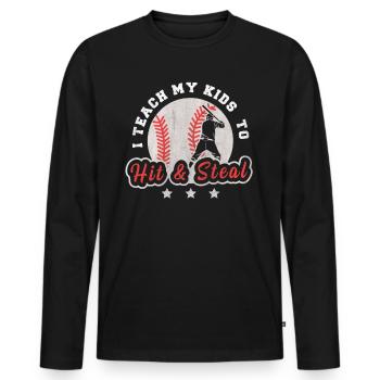 I Teach My Kids To Hit & Steal Baseball Dad - Männer Premium Bio Langarmshirt - Schwarz - Vorne - Nico (187cm)