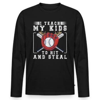 I Teach My Kids To Hit & Steal Baseball Dad - Männer Premium Bio Langarmshirt - Schwarz - Vorne - Nico (187cm)