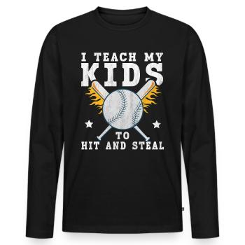 I Teach My Kids To Hit & Steal Baseball Dad - Männer Premium Bio Langarmshirt - Schwarz - Vorne - Nico (187cm)