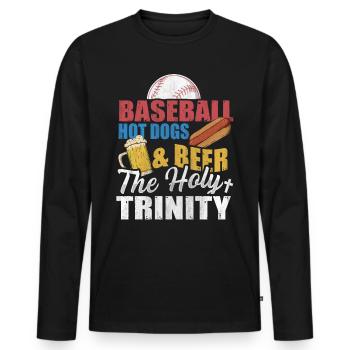 Hot-dogs de baseball et bière The Holy Trinity Baseball - T-shirt manches longues Premium bio Homme - noir - Devant - Nico (187cm)