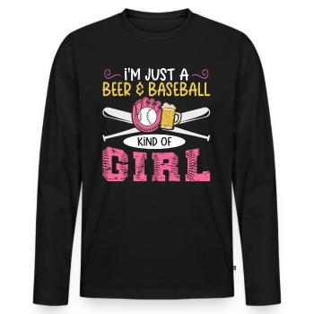 Je suis juste une bière et un baseball genre de fille de baseball - T-shirt manches longues Premium bio Homme - noir - Devant - Nico (187cm)