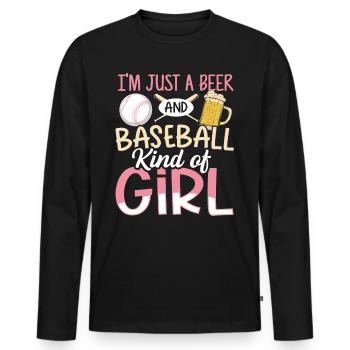 Je suis juste une bière et un baseball genre de fille de baseball - T-shirt manches longues Premium bio Homme - noir - Devant - Nico (187cm)
