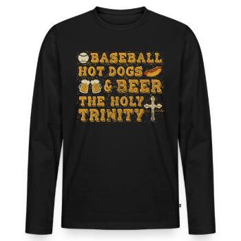 Hot-dogs de baseball et bière The Holy Trinity Baseball - T-shirt manches longues Premium bio Homme - noir - Devant - Nico (187cm)