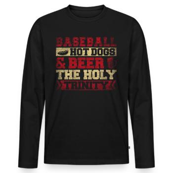 Hot-dogs de baseball et bière The Holy Trinity Baseball - T-shirt manches longues Premium bio Homme - noir - Devant - Nico (187cm)