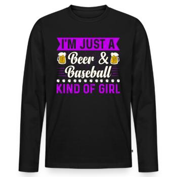 Je suis juste une bière et un baseball genre de fille de baseball - T-shirt manches longues Premium bio Homme - noir - Devant - Nico (187cm)