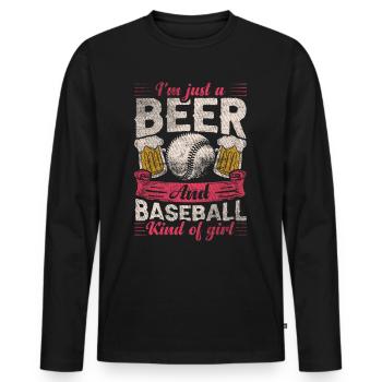 Je suis juste une bière et un baseball genre de fille de baseball - T-shirt manches longues Premium bio Homme - noir - Devant - Nico (187cm)