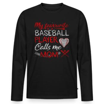 My Favorite Baseball Player Calls Me Mom Baseball - Männer Premium Bio Langarmshirt - Schwarz - Vorne - Nico (187cm)