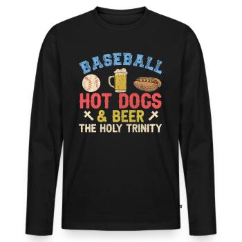 Hot-dogs de baseball et bière The Holy Trinity Baseball - T-shirt manches longues Premium bio Homme - noir - Devant - Nico (187cm)