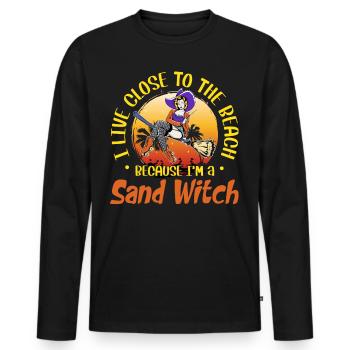 Je suis une sorcière de sable d’Halloween - T-shirt manches longues Premium bio Homme - noir - Devant - Nico (187cm)