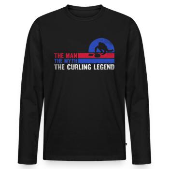L’homme Le mythe La légende du curling Curling Papa - T-shirt manches longues Premium bio Homme - noir - Devant - Nico (187cm)