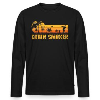 Retro Sunset Chain Smoker Disc Golf - T-shirt manches longues Premium bio Homme - noir - Devant - Nico (187cm)