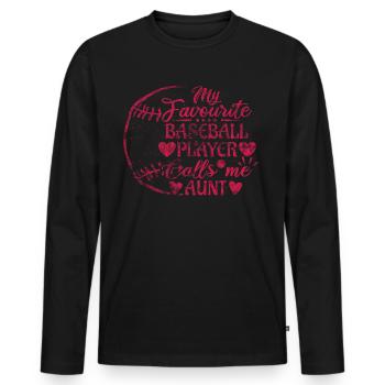 Mon joueur de baseball préféré m’appelle tante baseball - T-shirt manches longues Premium bio Homme - noir - Devant - Nico (187cm)