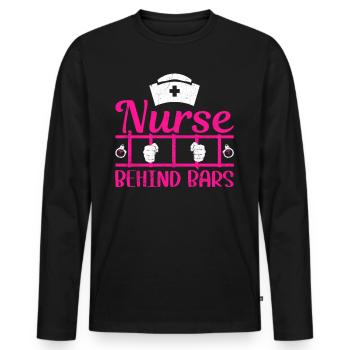 Nurse behind bars nurse in prison - Men's Premium Organic Long Sleeve Shirt - black - Front - Nico (187cm)