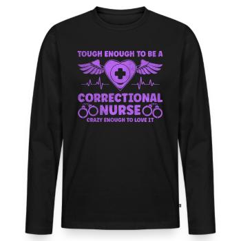 Bien que suffisant pour être une infirmière correctionnelle - T-shirt manches longues Premium bio Homme - noir - Devant - Nico (187cm)
