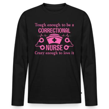 Bien que suffisant pour être une infirmière correctionnelle - T-shirt manches longues Premium bio Homme - noir - Devant - Nico (187cm)