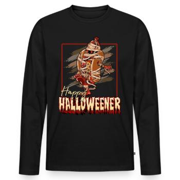 Happy Halloweener Mummy Costume Funny Wiener - Männer Premium Bio Langarmshirt - Schwarz - Vorne - Nico (187cm)