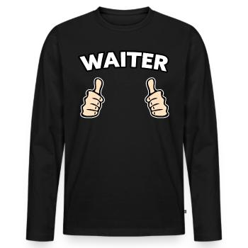 Kellner Gastronomie Geschenkidee - Männer Premium Bio Langarmshirt - Schwarz - Vorne - Nico (187cm)