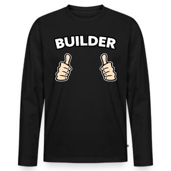 Ouvrier de chantier de construction.Idée cadeau - T-shirt manches longues Premium bio Homme - noir - Devant - Nico (187cm)