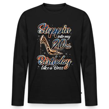 Steppin Into My 20th Birthday 20. Geburtstags - Männer Premium Bio Langarmshirt - Schwarz - Vorne - Nico (187cm)