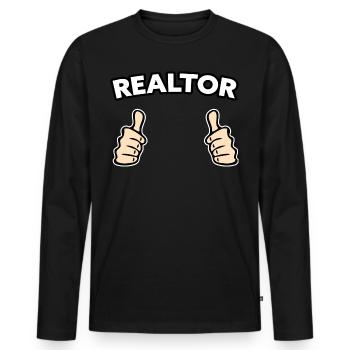 Immobilienmakler Makler Geschenkidee - Männer Premium Bio Langarmshirt - Schwarz - Vorne - Nico (187cm)