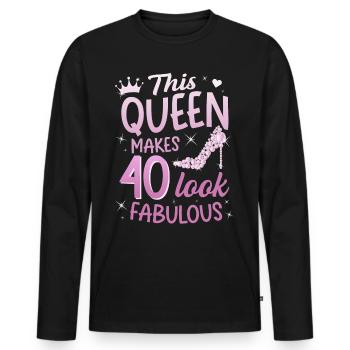 This Queen makes 40 look Fabulous 40th birthday - Men's Premium Organic Long Sleeve Shirt - black - Front - Nico (187cm)