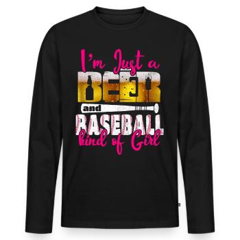 Je suis juste une bière et une fille de baseball - T-shirt manches longues Premium bio Homme - noir - Devant - Nico (187cm)