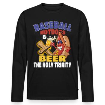 Baseball Hot Dogs & Bière The Holy Trinity Baseball - T-shirt manches longues Premium bio Homme - noir - Devant - Nico (187cm)