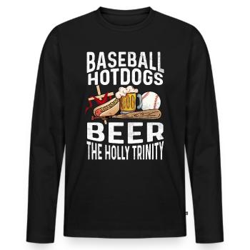 Baseball Hot Dogs & Bière The Holy Trinity Baseball - T-shirt manches longues Premium bio Homme - noir - Devant - Nico (187cm)
