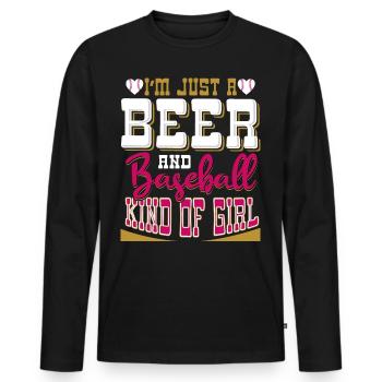 Je suis juste une bière et une fille de baseball - T-shirt manches longues Premium bio Homme - noir - Devant - Nico (187cm)
