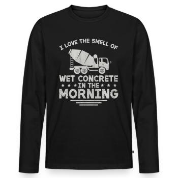 Wet Concrete In The Morning Lustige Betonbauer - Männer Premium Bio Langarmshirt - Schwarz - Vorne - Nico (187cm)