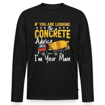 For A Concrete Advice I'm Your Man Betonbauer - Männer Premium Bio Langarmshirt - Schwarz - Vorne - Nico (187cm)