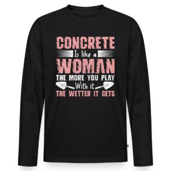 Concrete Is Like A Woman Betonbauer - Männer Premium Bio Langarmshirt - Schwarz - Vorne - Nico (187cm)
