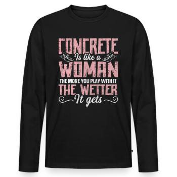 Concrete Is Like A Woman Betonbauer - Männer Premium Bio Langarmshirt - Schwarz - Vorne - Nico (187cm)