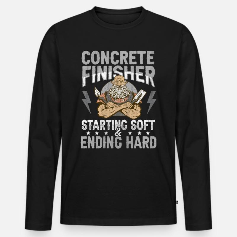 Starting Soft & Ending Hard Betonbauer - Männer Premium Bio Langarmshirt - Schwarz