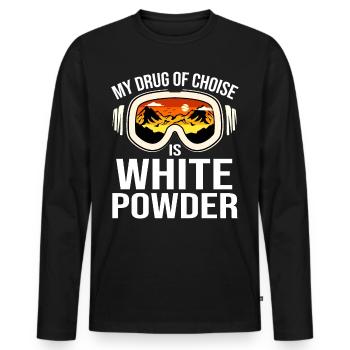 My Drug Of Choice Is White Powder Snowboarding - Men's Premium Organic Long Sleeve Shirt - black - Front - Nico (187cm)