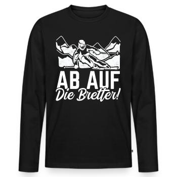 Skifahren Skipiste Ab auf die Bretter - Männer Premium Bio Langarmshirt - Schwarz - Vorne - Nico (187cm)