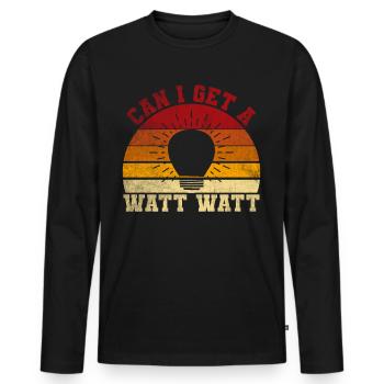 Puis-je obtenir un cadeau d’électricien drôle Watt Watt - T-shirt manches longues Premium bio Homme - noir - Devant - Nico (187cm)