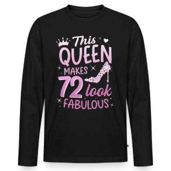 Cette reine fait 72 look Fabuleux 72e anniversaire - T-shirt manches longues Premium bio Homme - noir - Devant - Nico (187cm)