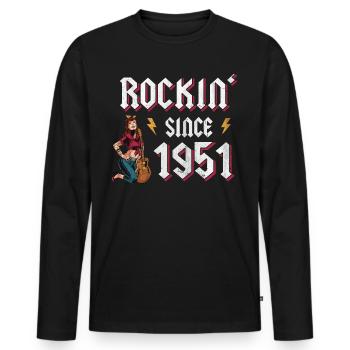 Rockin depuis 1951 Fan de musique rock 71e anniversaire - T-shirt manches longues Premium bio Homme - noir - Devant - Nico (187cm)